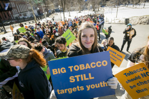 March 18, 2015. Boston, MA. KICK BUTTS DAY. Presented by The 84 and the Massachusetts Dept. of Public Health Tobacco Cessation and Prevention Program. Youth from all across the state of Massachusetts rallied against big tobacco and visited their legislators to educate them about big tobacco's tactics for marketing to youth. © 2015 Marilyn Humphries